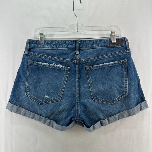 Abercrombie & Fitch Ames Low Rise Boyfriend Short Womens 29/8 Ripped Denim Blue - Picture 2 of 9